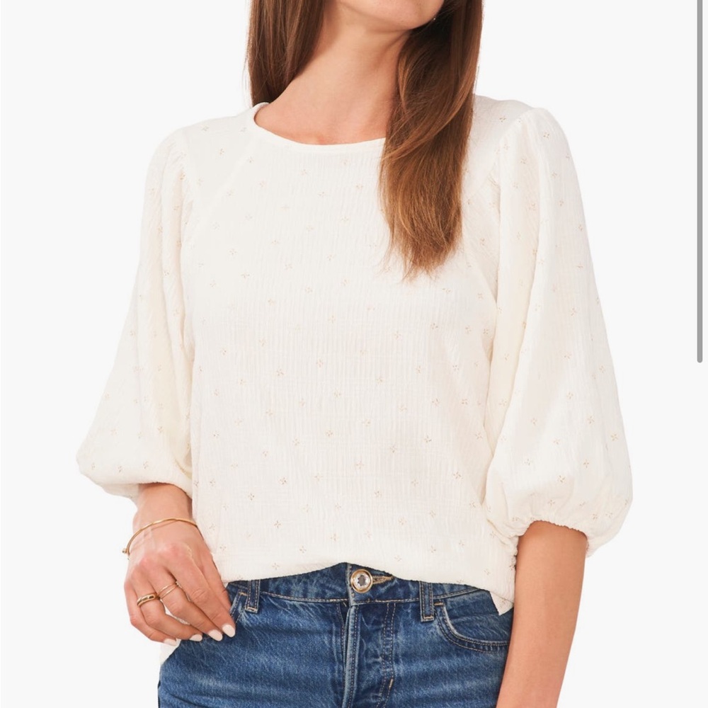 Vince Camuto Cream Textured Blouse